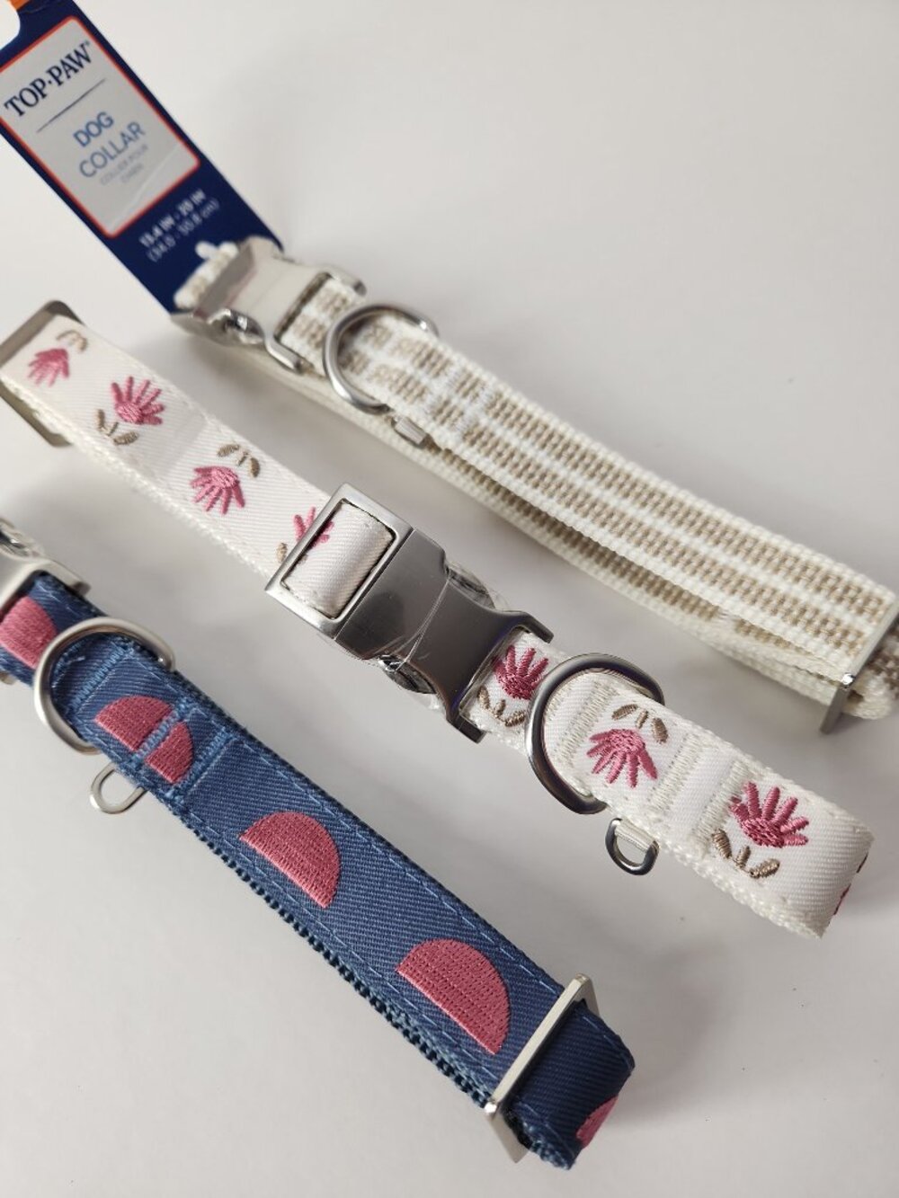 Set of 3 Dog Collars M Medium Top-Paw new bundle lot pink flower mauve circle